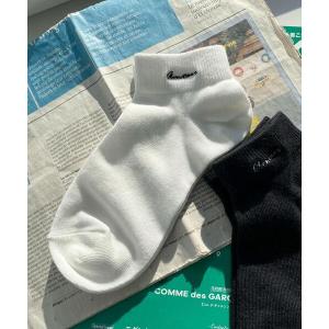靴下 WEGO/ニュアンスロゴ刺繍ショートソックス レディース