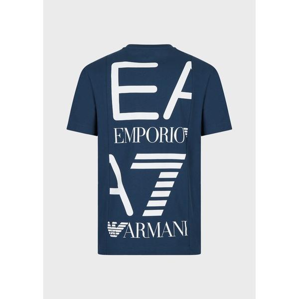 「EMPORIO ARMANI EA7」 半袖Tシャツ LARGE ダークブルー メンズ