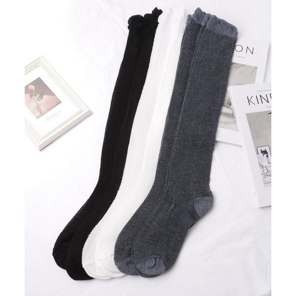 靴下 「6足セット」フレンチメッシュルーズハイソックス レディース