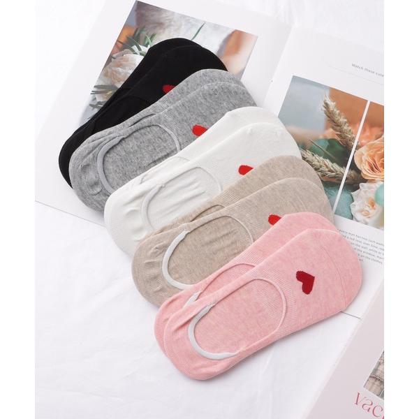 靴下 「10足セット」ハート柄ワンポイントカバーソックス レディース