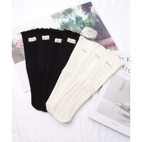 靴下 「7足セット」メロウフリルコットンリブソックス レディース