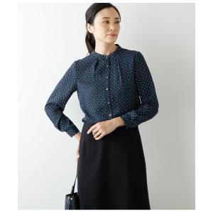 ブラウス シャツ シェブロンプリント タックブラウス レディース