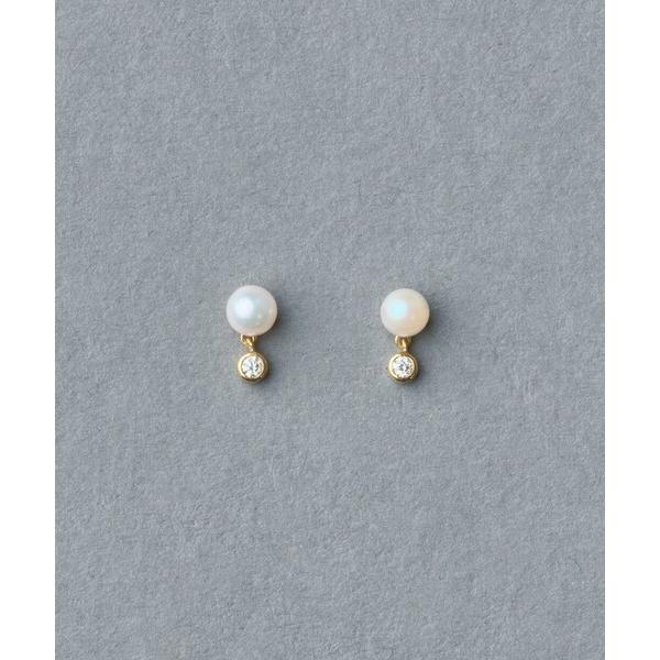 ピアス K18YG スケール パール/ダイヤモンド ピアス レディース