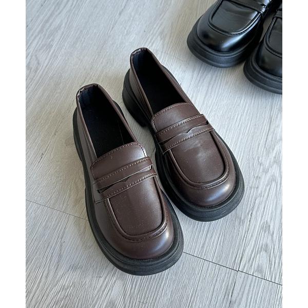 ローファー 「足長見えのシルエット！」ボリュームソールローファー レディース