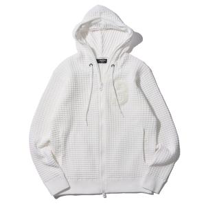 パーカー メンズ 「1PIU1UGUALE3 RELAX」別注POLY WAFFLE HOODIE / ワッフルジップアップパーカー