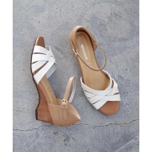サンダル 「本革」メッシュウェッジサンダル/35739 レディース