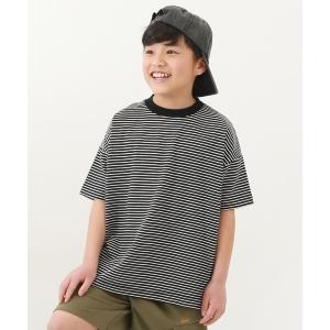 tシャツ 綿100% お洗濯してもよれにくい ビッグシルエット ボーダー 半袖Tシャツ キッズ 子供服 男の子 女の子