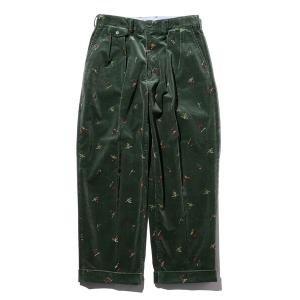 パンツ 2プリーツ コーデュロイ ライク オン スキーヤー プリント エンブロイダリー トラウザーズ メンズ