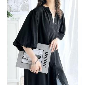 ネストローブ ヘンプバルーンスリーブワンピース 黒 2way ゆったりめ 七分袖 ネストローブ ヘンプバルーンスリーブワンピース 黒 2way ゆったりめ