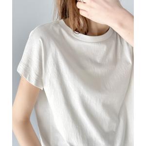 tシャツ 「Javaジャバコラボ」洗練された大人のこなれ感。ヴィンテージ加工綿100％フレンチスリーブTシャツ レディース