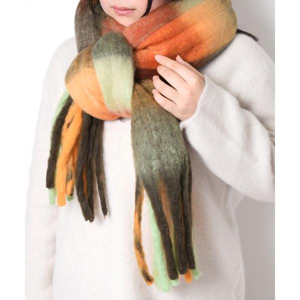 マフラー ストール ボリュームチェックマフラー レディース