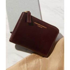 財布 KATHARINE HAMNETT LONDON/キャサリンハムネットロンドン CALF イタリアンカーフレザーL字ファスナー二つ折りウォレット
