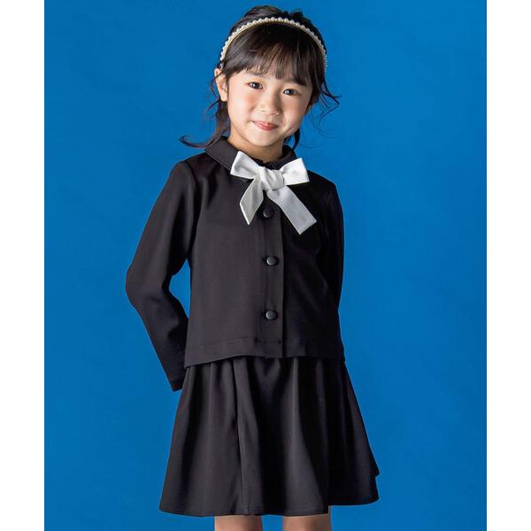 フォーマル 発表会 卒園式 入学式 「お揃い」リボン付きチェック無地フォーマルスーツ上下セット(11...