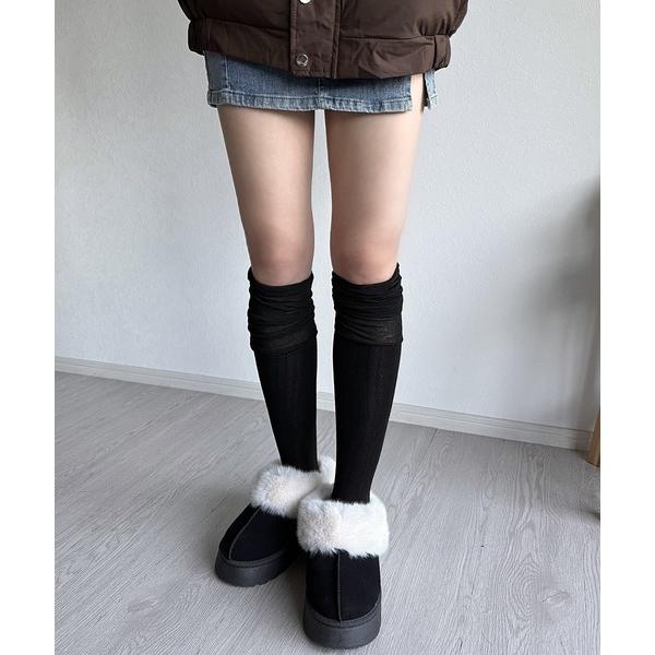 スリッポン 「スタイルアップしながらあったか」ボリュームソールムートンスリッポン レディース