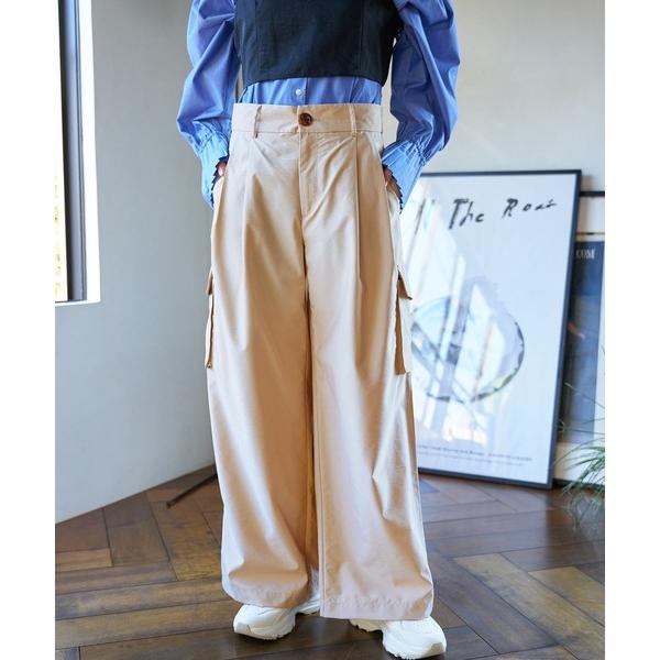 カーゴパンツ 「セットアップ対応」タックギャザーワイドカーゴパンツ レディース