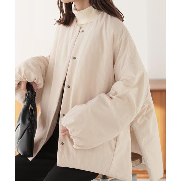 コート アウター サイドジップノーカラー中綿CT レディース