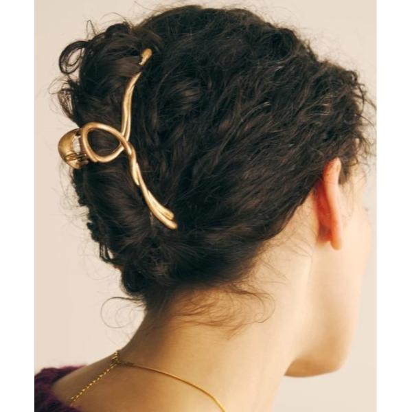 ヘアクリップ レディース 「GOLDY」ツイスト ノット ライン ワイド バンス クリップ / 62...