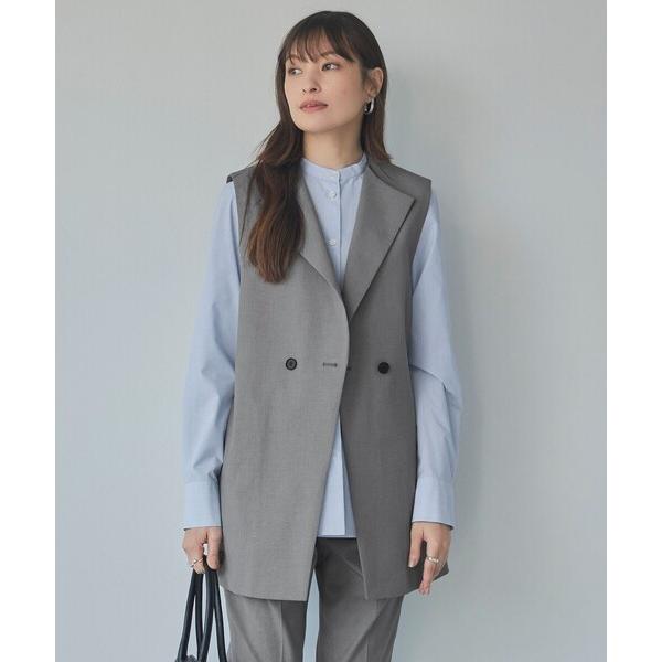 ベスト ジレ 「接触冷感・UVケア・撥水・洗える」 LooseWeave ノーカラージレ レディース
