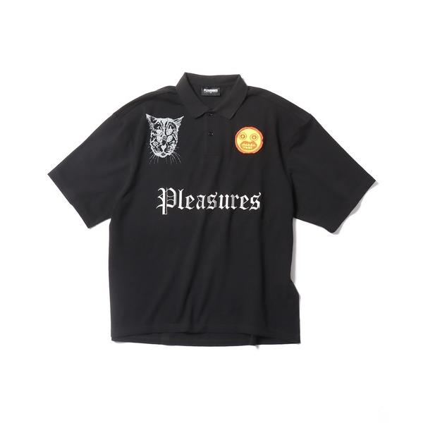 「PLEASURES」 半袖ポロシャツ M ブラック メンズ