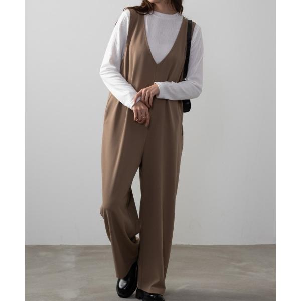 サロペット オーバーオール NAVY 高身長向け インナー付きサロペット アンサンブル レディース