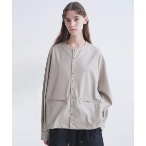 メンズ ジャケット ノーカラージャケット 24-SS-037B / Faux Leather Dot Button Collarless Shirt｜zozo