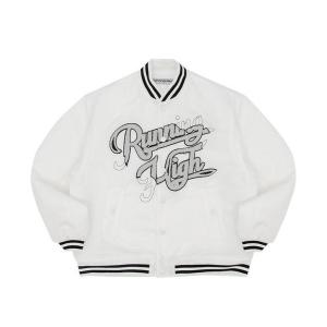 ジャケット スタジャン レディース 韓国ブランド runningHIGH ランニングハイ PATCH LOGO VARSITY JACKET オーバー