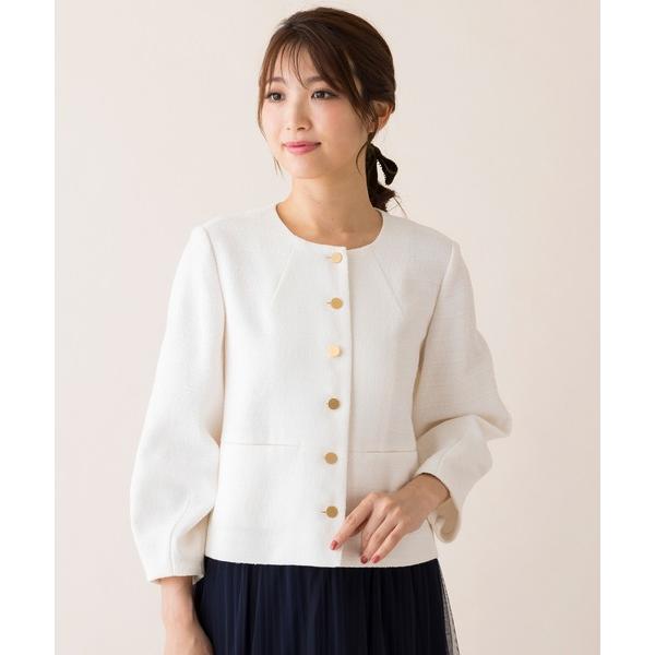 ジャケット テーラードジャケット ループツイードノーカラージャケット レディース