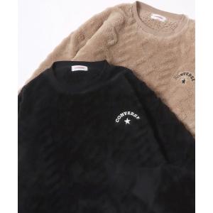 トレーナー スウェット CONVERSE/コンバース オーバーサイズ シャギーボア 裏起毛 ワンポイントロゴ刺繍 ケーブル柄ジャガード レディース メ
