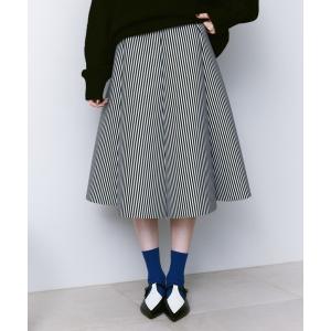 スカート レディース ストライププリントフレアスカート