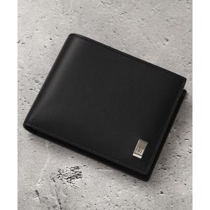 財布 「DUNHILL/ダンヒル」本革 ロゴ刻印メタルプレート 二つ折り財布 メンズ