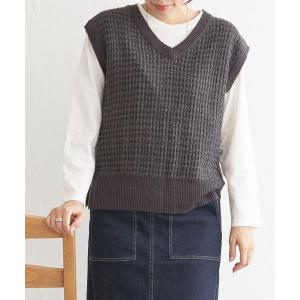 tシャツ 「2点セット／親子コーデ」ブークレMIXニットベストアンサンブル レディース