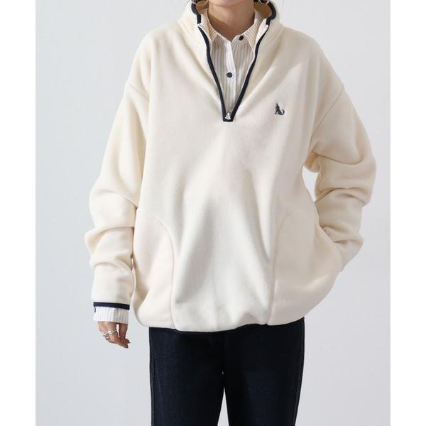 ワンポイント刺繍 ハーフジップフリ−ス メンズ レディース