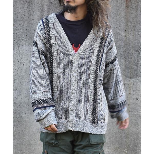 カーディガン 「ヴィンテージ古着」90's Let's go デザインニットカーディガン メンズ レ...