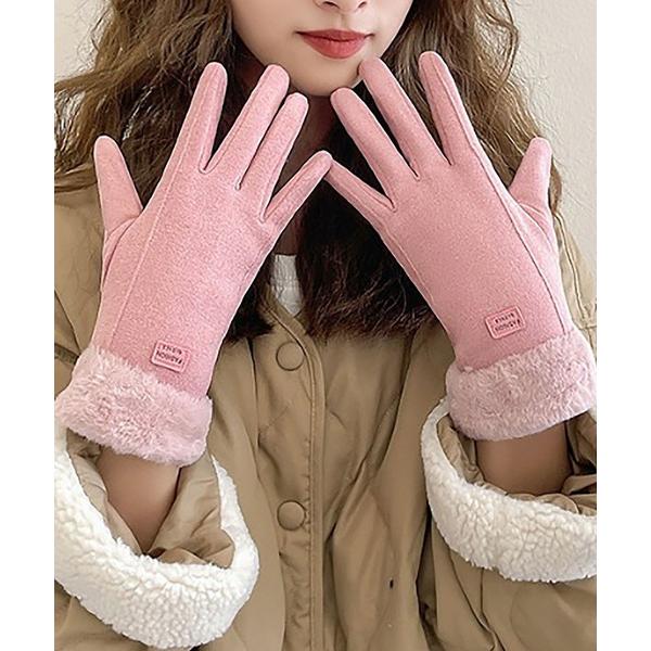 手袋 スマホ対応 タッチパネル対応 裏起毛 ファー手袋 レディース