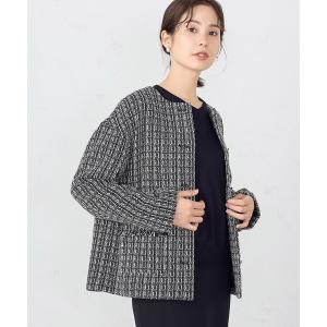 ジャケット ノーカラージャケット ファンシー　ツイード　ジャケット レディース