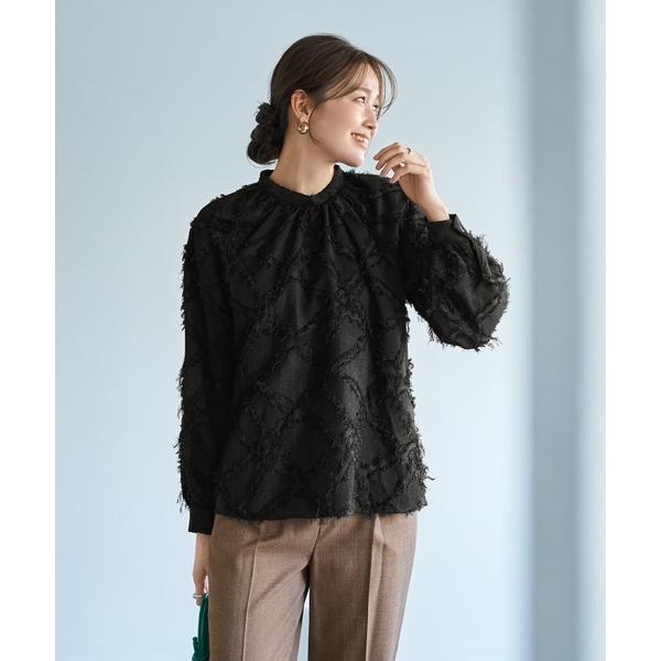 ブラウス シャツ 柄状ディコラティブフリンジブラウス レディース