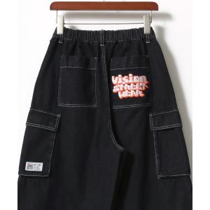 スマホショルダー ワイドパンツ カーゴパンツ VISION STREET WEAR/ヴィジョンストリートウェア オーバーサイズ デニム ワイド カーゴパンツ/レディース メ…