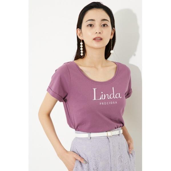 「rienda」 半袖Tシャツ FREE スモークピンク レディース