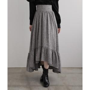 スカート ツイード裾フレアスカート