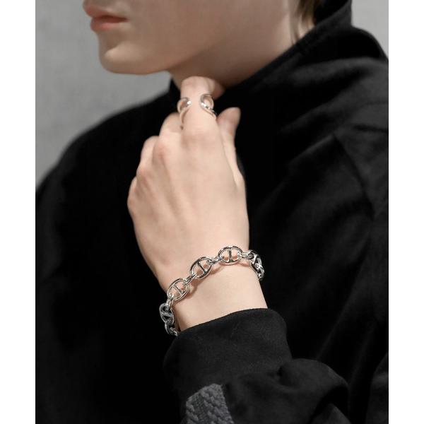 ブレスレット 「SILVER925コーティング」メタルアンカー＆サークルチェーンブレスレット メンズ...