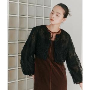 カーディガン チュールエンブロイダリーボレロ レディース