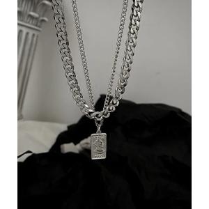 HEARTZ スクエアペンダントネックレス DiamondHearts ネックレス スクエアプレートダブルチェーン