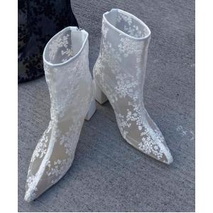 ブーツ SHEER EMBROIDERY BOOTS レディース