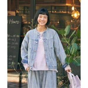 デニムジャケット gジャン 「選べるセットアップ」LBC デニムノーカラージャケット レディース