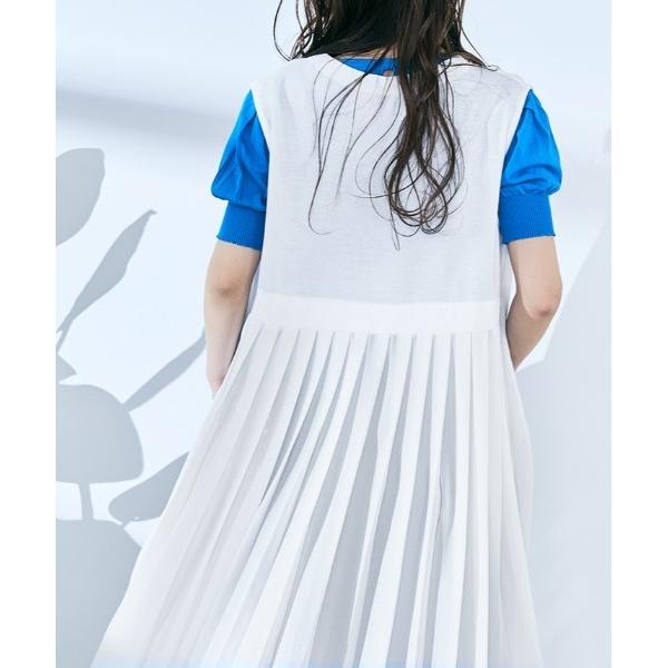 ベスト ジレ バック プリーツ ニットソー ロング ジレ レディース