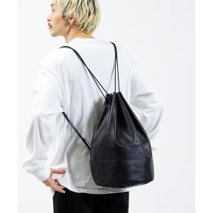 デイバック リュック And A アンドエー / FINE LEATHER DRAWSTRING BAG 「L」 牛革巾着バッグ バッグパック / A