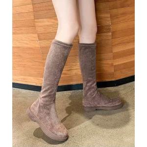 ブーツ フェイクスエードロングブーツ レディース