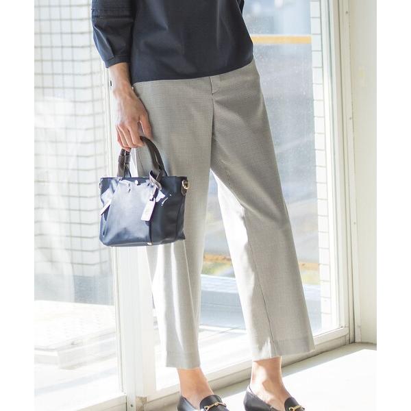 パンツ 「洗える」シャークスキンハウンドトゥース セミワイド パンツ レディース