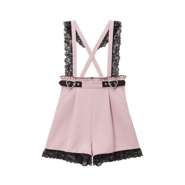 パンツ キラキラハートショルダーレースショートパンツ レディース