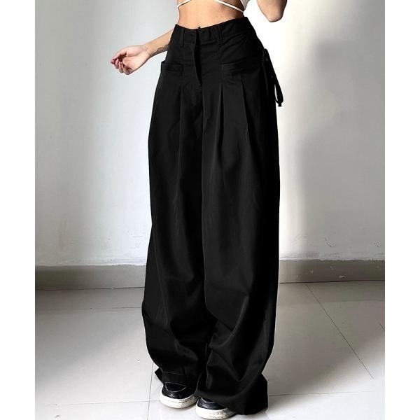 パンツ サイド紐つきワイドパンツ レディース